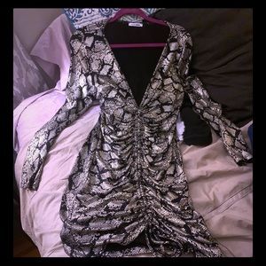 Fashion Nova Metallic Snakeskin slinky mini dress